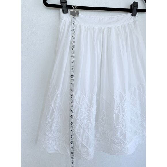 Anthropologie Floreat White Trilliums Embroidered Full Skirt in White Size 6 - Picture 9 of 10